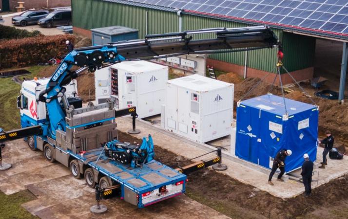 SolaX Trene XL 3.132MWh battery energy storage system installed at a dairy farm in the Netherlands